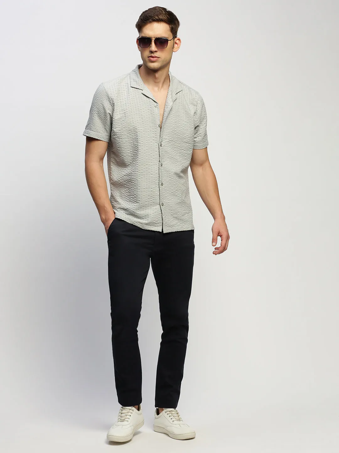 Men Grey Solid Shirt