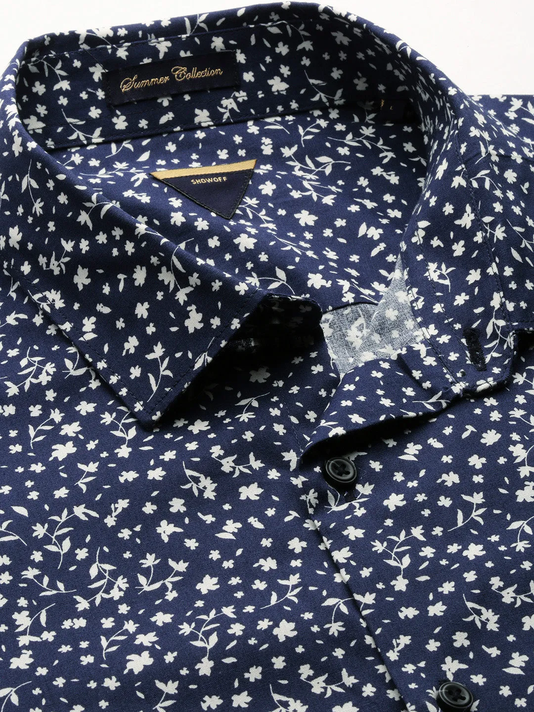 Men Navy Printed Casual Casual Shirts