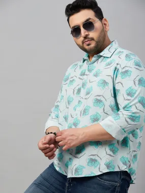 Men Printed Green Smart Shirt