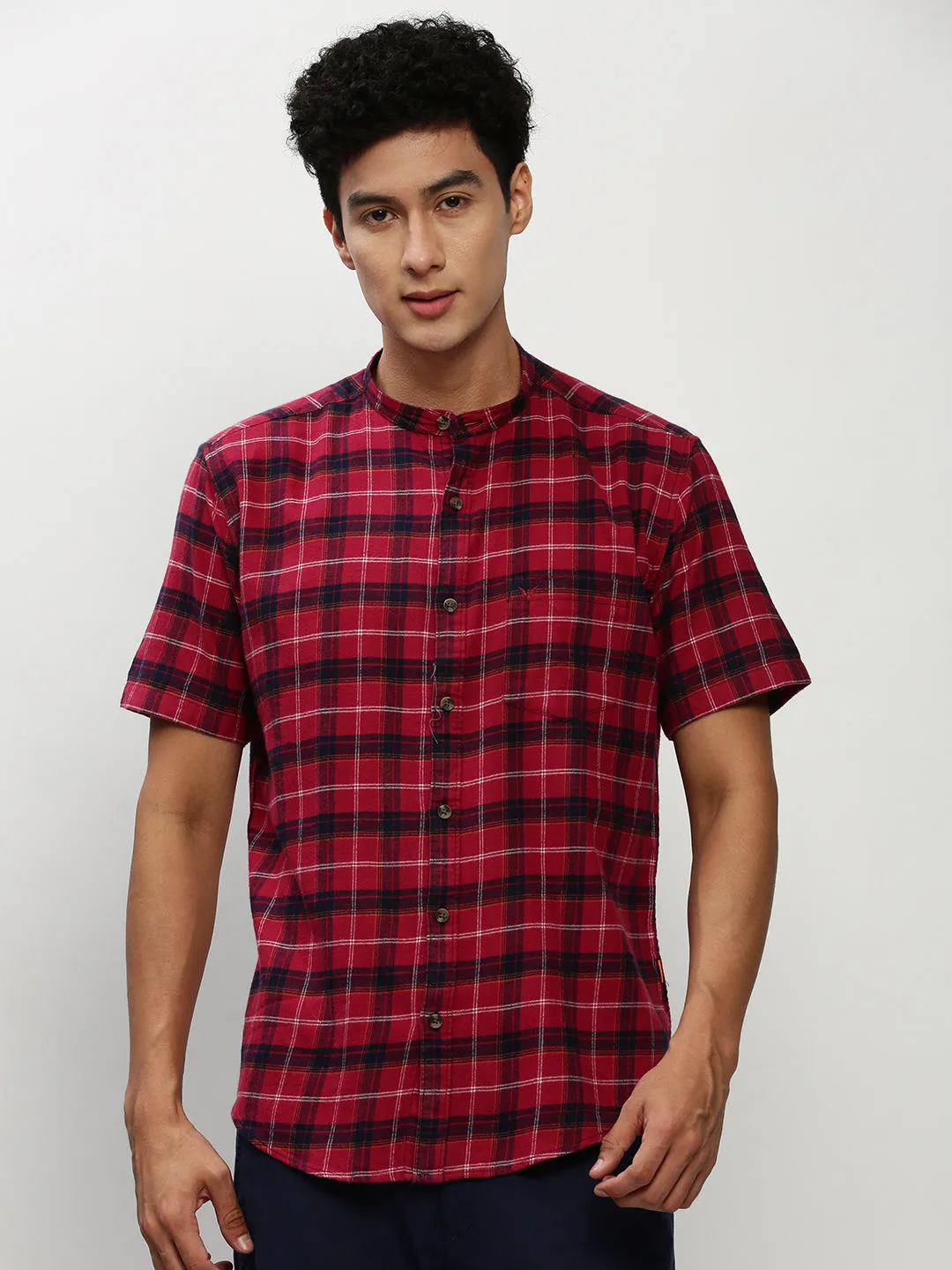 Men Red Checked Casual Casual Shirts