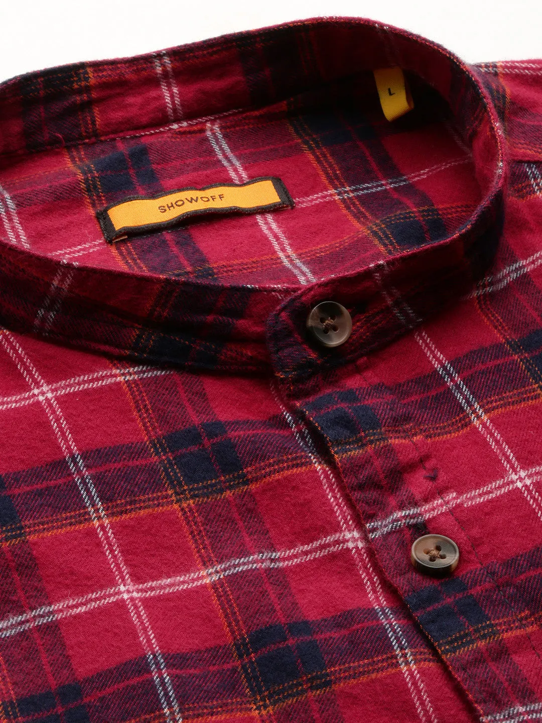 Men Red Checked Casual Casual Shirts