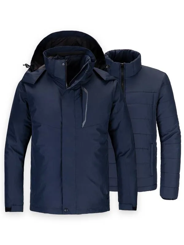 Men's 3-in-1 Fleece Interchange Jacket Waterproof Ski Jacket Winter Alpine V