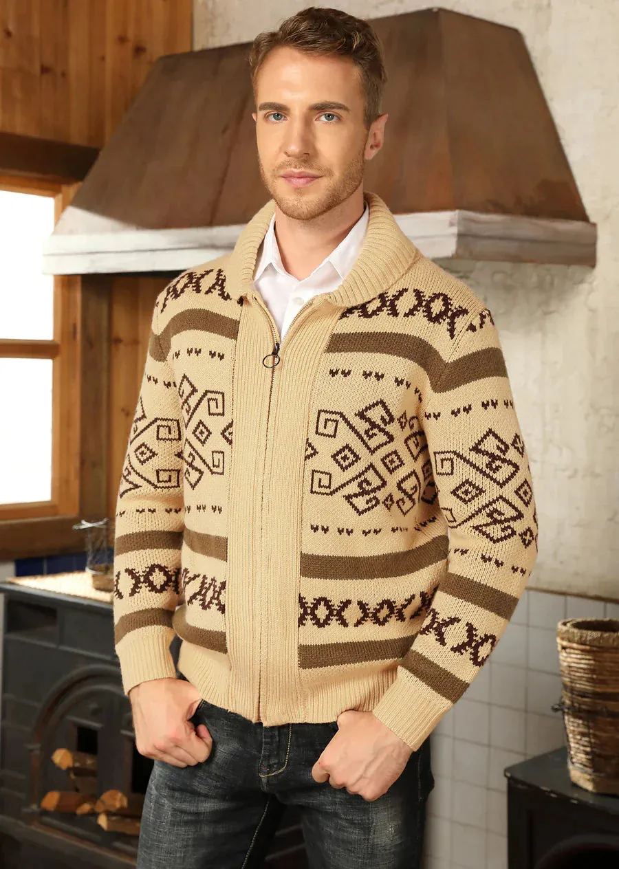 Men's Casual Curling Sweater Cardigans Button Down Knitted Sweater