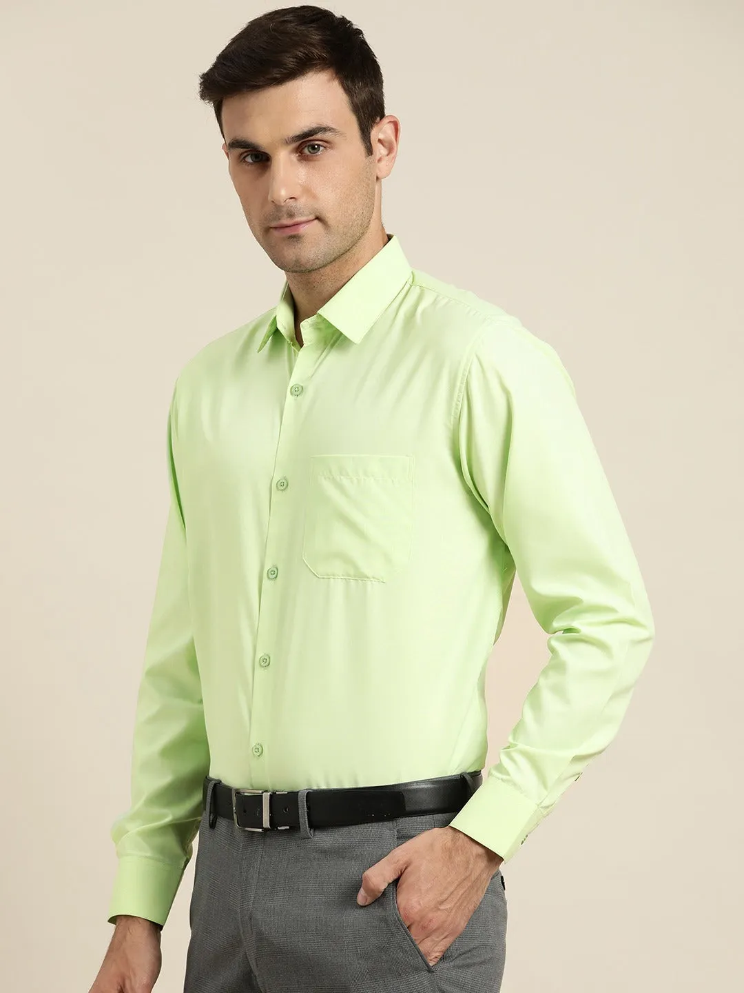 Men's Cotton Lime Green Casual Shirt