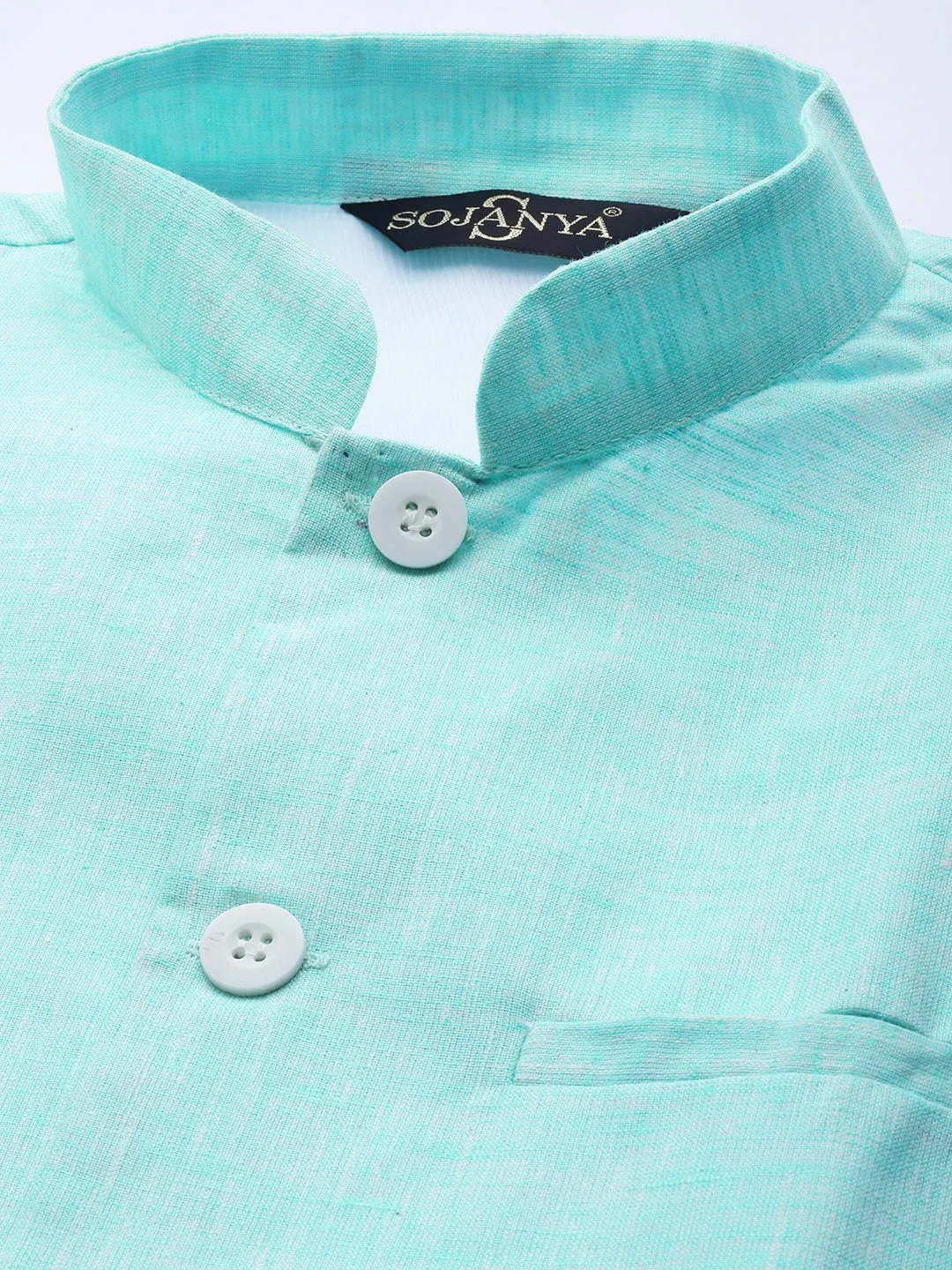 Men's Cotton Linen Blend Sky Blue Only Nehrujacket - Sojanya