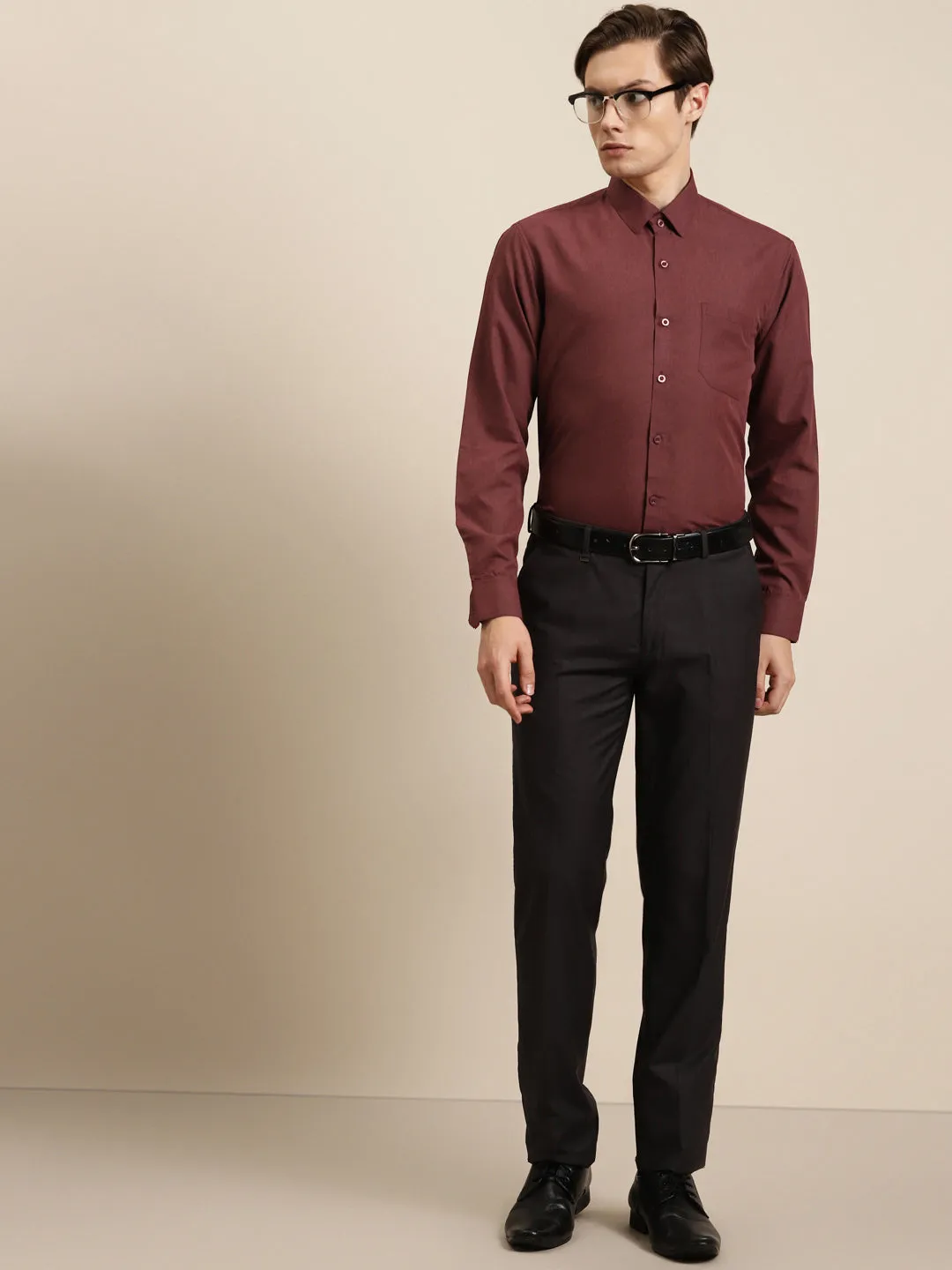 Men's Cotton Maroon Classic Shirt - Sojanya