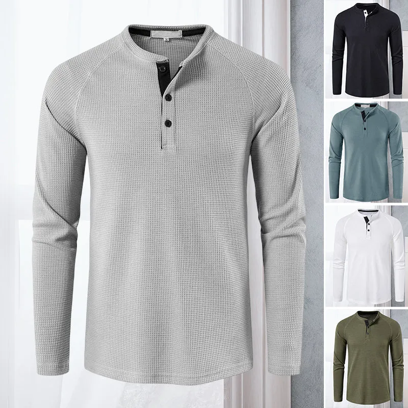 Men's Henley Casual Long Sleeve T-Shirts