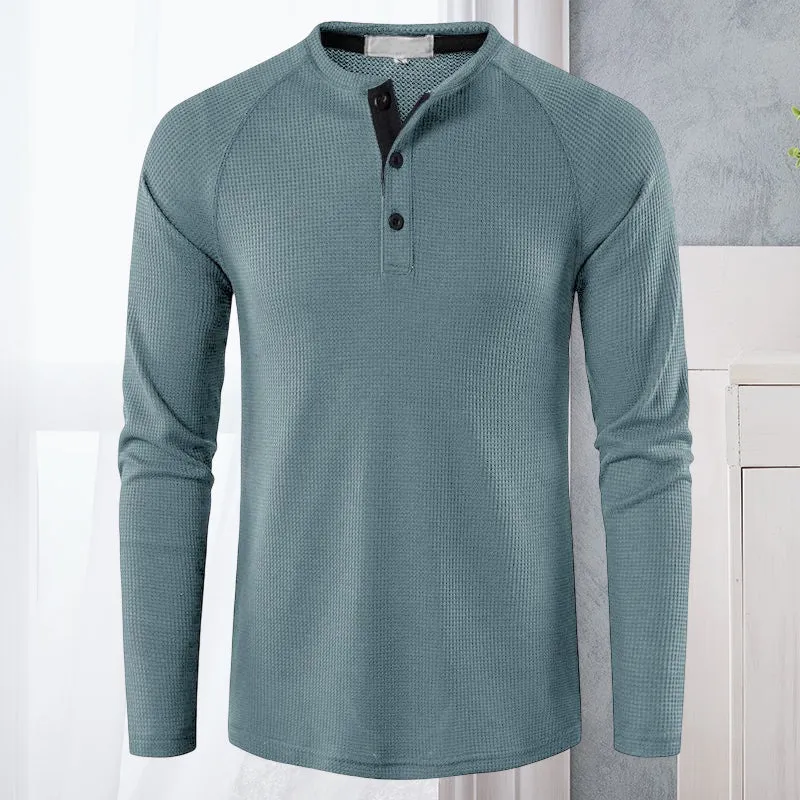 Men's Henley Casual Long Sleeve T-Shirts