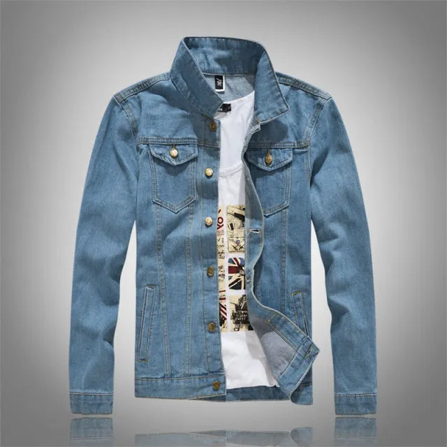 Men's Spring  Autumn Models Large Size Denim Jacket Korean Version of The Slim Trend Simple Jacket Fashion Casual Top Jeans Coat