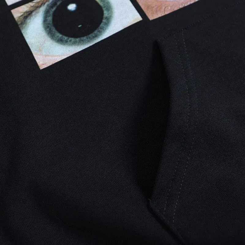 Men's Streetwear Hoodie Sweatshirt with Eyes Print