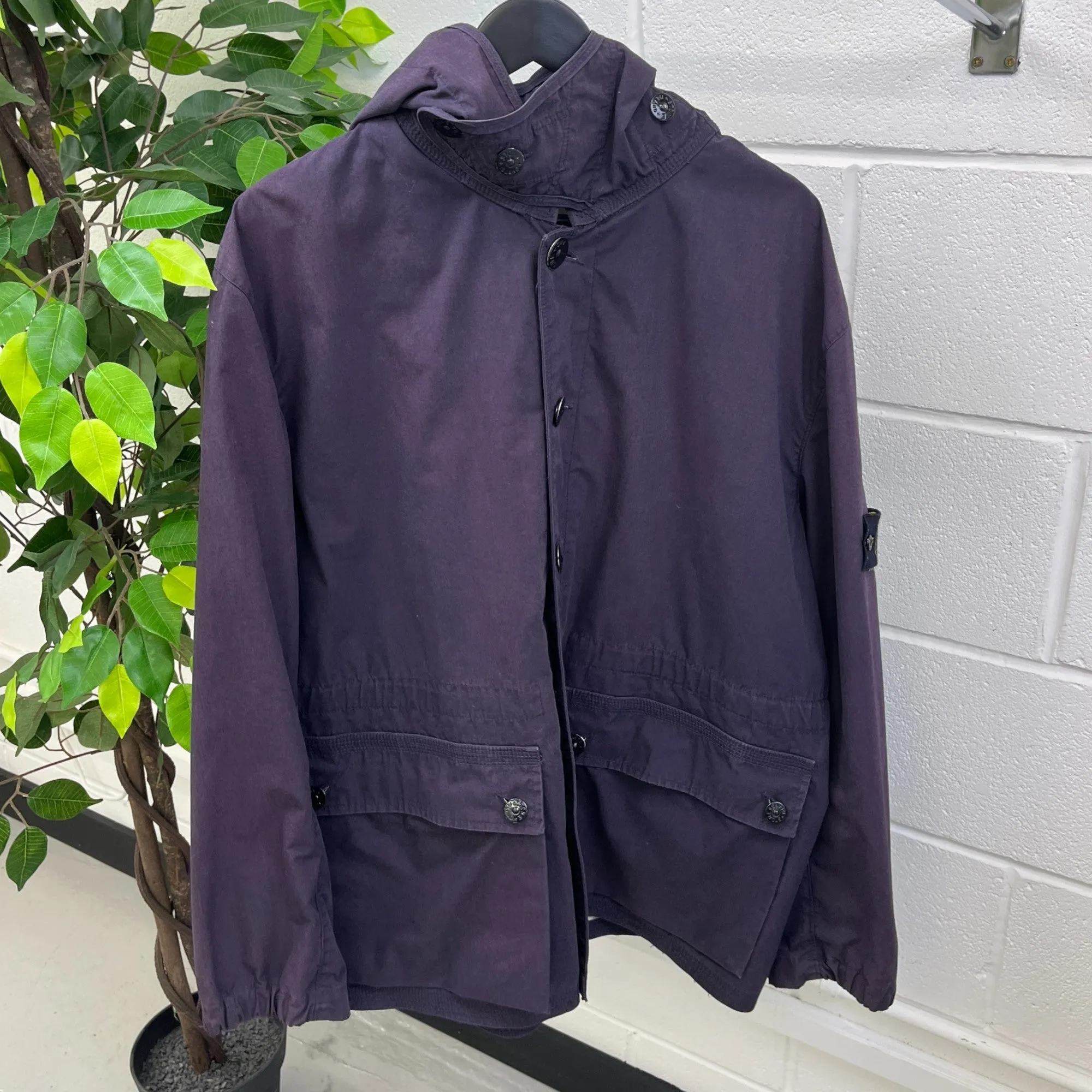 Men's Trench Applique Logo Jacket Purple Size XXL