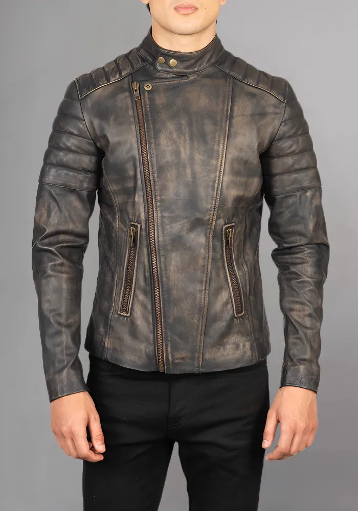 Mens Vintage Biker Leather Jacket