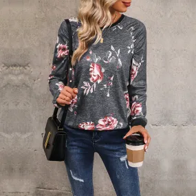 METAVERSMALL 2025 autumn women's pullover sweater printed casual top New new long-sleeved crew neck T-shirt