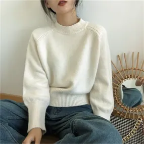 METAVERSMALL Autumn and winter new Korean version loose lazy style versatile crew neck sweater 2023 casual pink style soft waxy women's knitted sweater