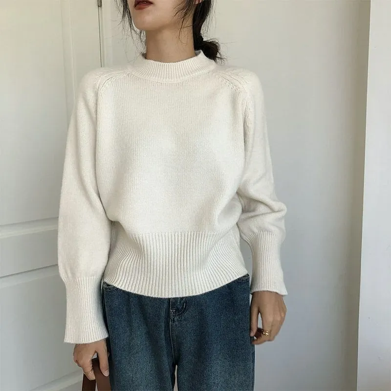 METAVERSMALL Autumn and winter new Korean version loose lazy style versatile crew neck sweater 2023 casual pink style soft waxy women's knitted sweater