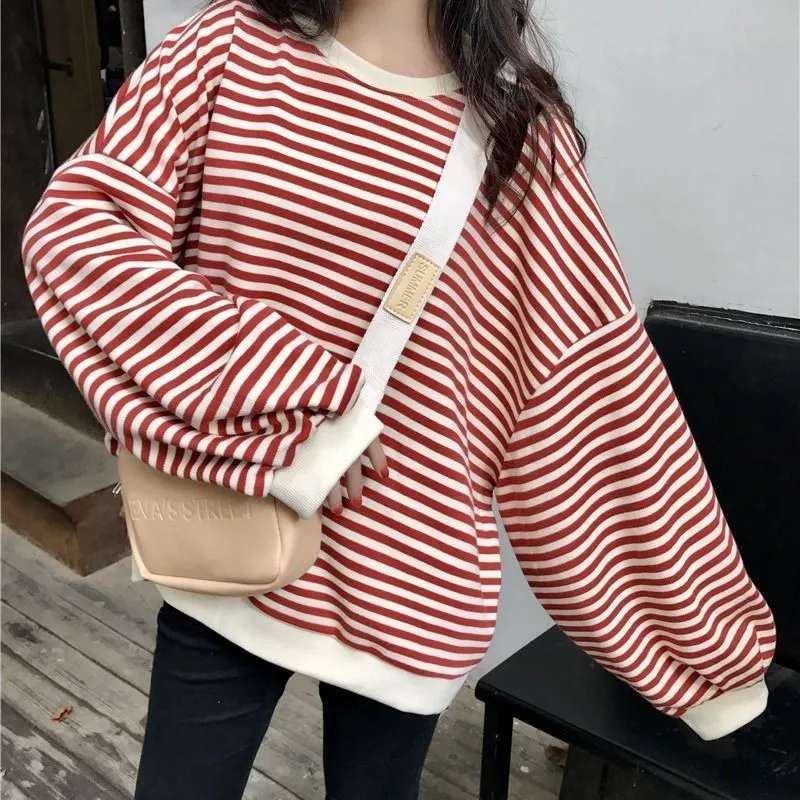 METAVERSMALL Extra large size women's clothing 220 thin sweater women's 150kg fat mm fattened plus 260 loose 240 striped top tide