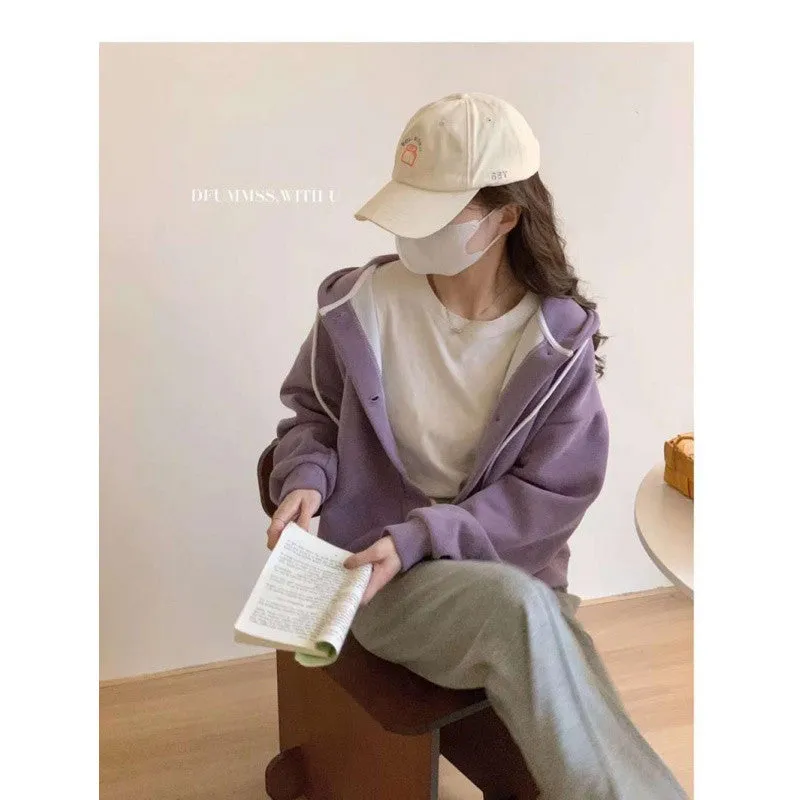 METAVERSMALL Japanese lazy style design sense hooded sweater women's autumn and winter large size loose 150kg small short coat tide