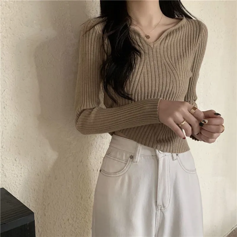 METAVERSMALL Low-neck black bottoming shirt women's spring New new style with fashionable and fashionable foreign-style sweater unique knitted top