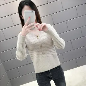 METAVERSMALL Popular Korean inner slim-fit top knitted sweater 2023 autumn and winter Japanese and Korean style casual foreign style bottoming sweater women