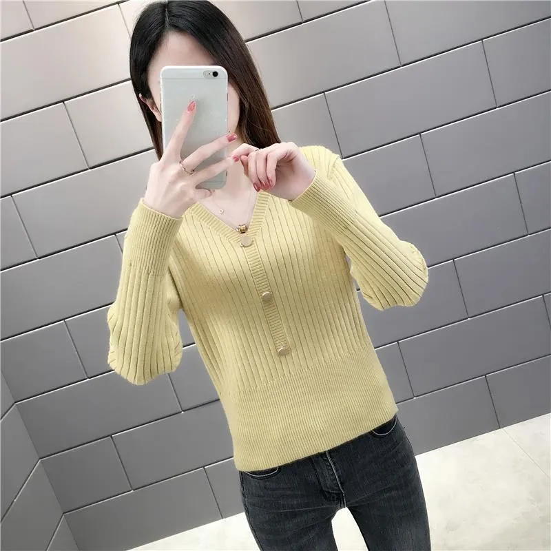 METAVERSMALL Popular Korean inner slim-fit top knitted sweater 2023 autumn and winter Japanese and Korean style casual foreign style bottoming sweater women