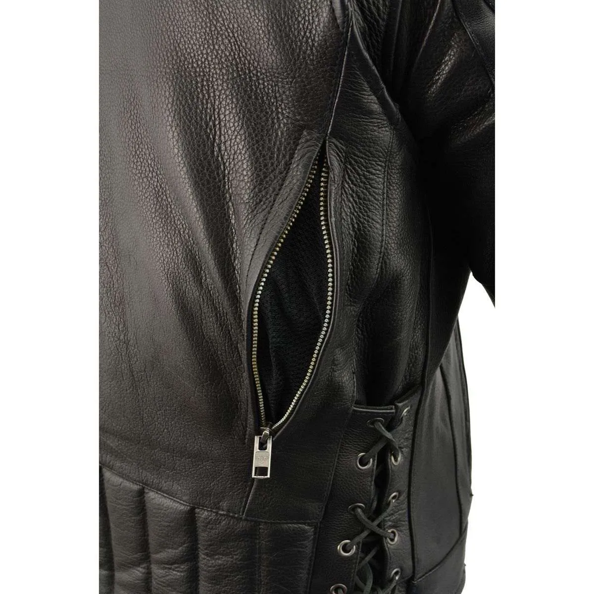 Milwaukee Leather ML1010 Men's Side Lace Vented Black Leather Scooter