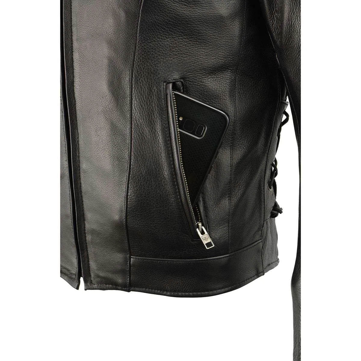 Milwaukee Leather ML1010 Men's Side Lace Vented Black Leather Scooter