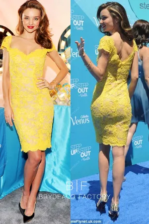 Miranda Kerr Yellow Lace Short Bodycon Party Dress NY Event 2013