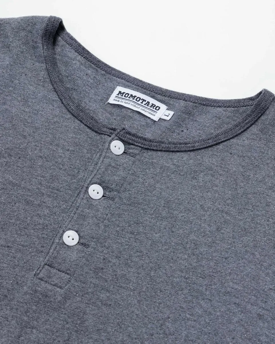 Momotaro Jeans Henley Baseball Shirt - Dark Grey / Black