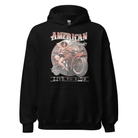 Motorcycle Hoodie American Classic Live to Ride Midweight Top Koala Pullover