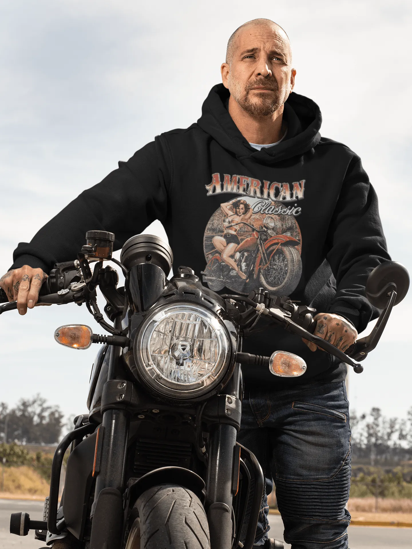 Motorcycle Hoodie American Classic Live to Ride Midweight Top Koala Pullover