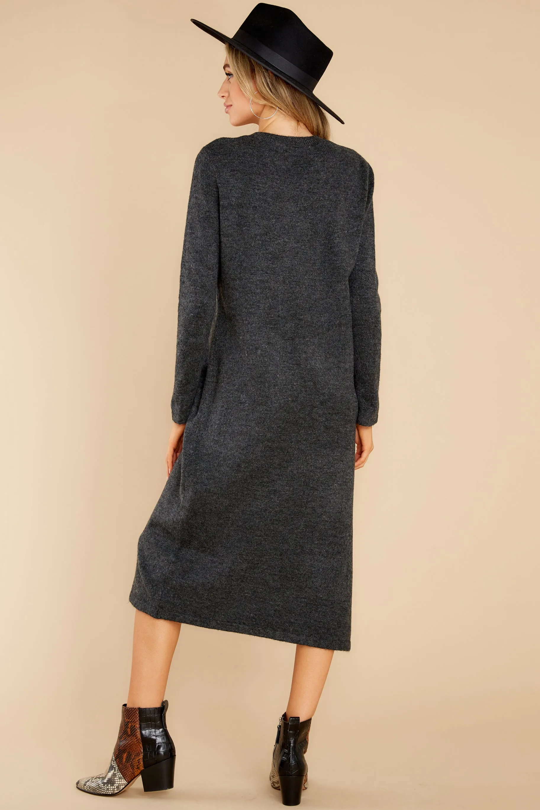 Mountain Retreat Charcoal Sweater Midi Dress