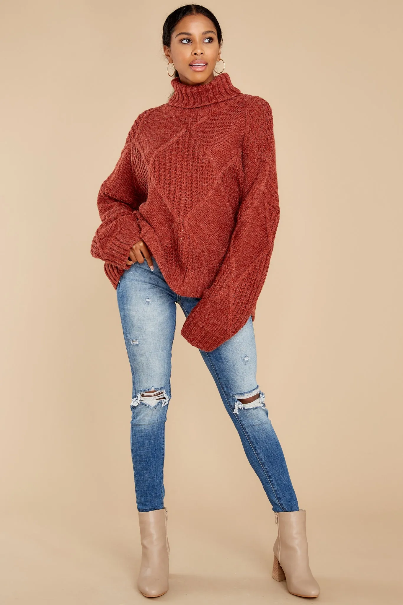 Mountain Top View Rust Sweater