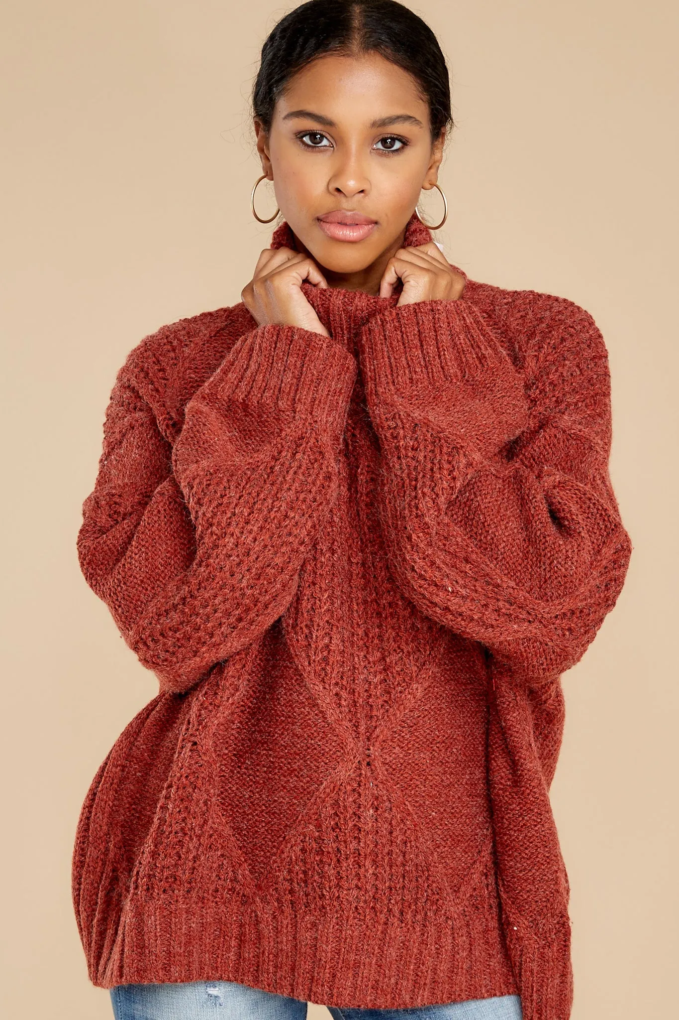 Mountain Top View Rust Sweater