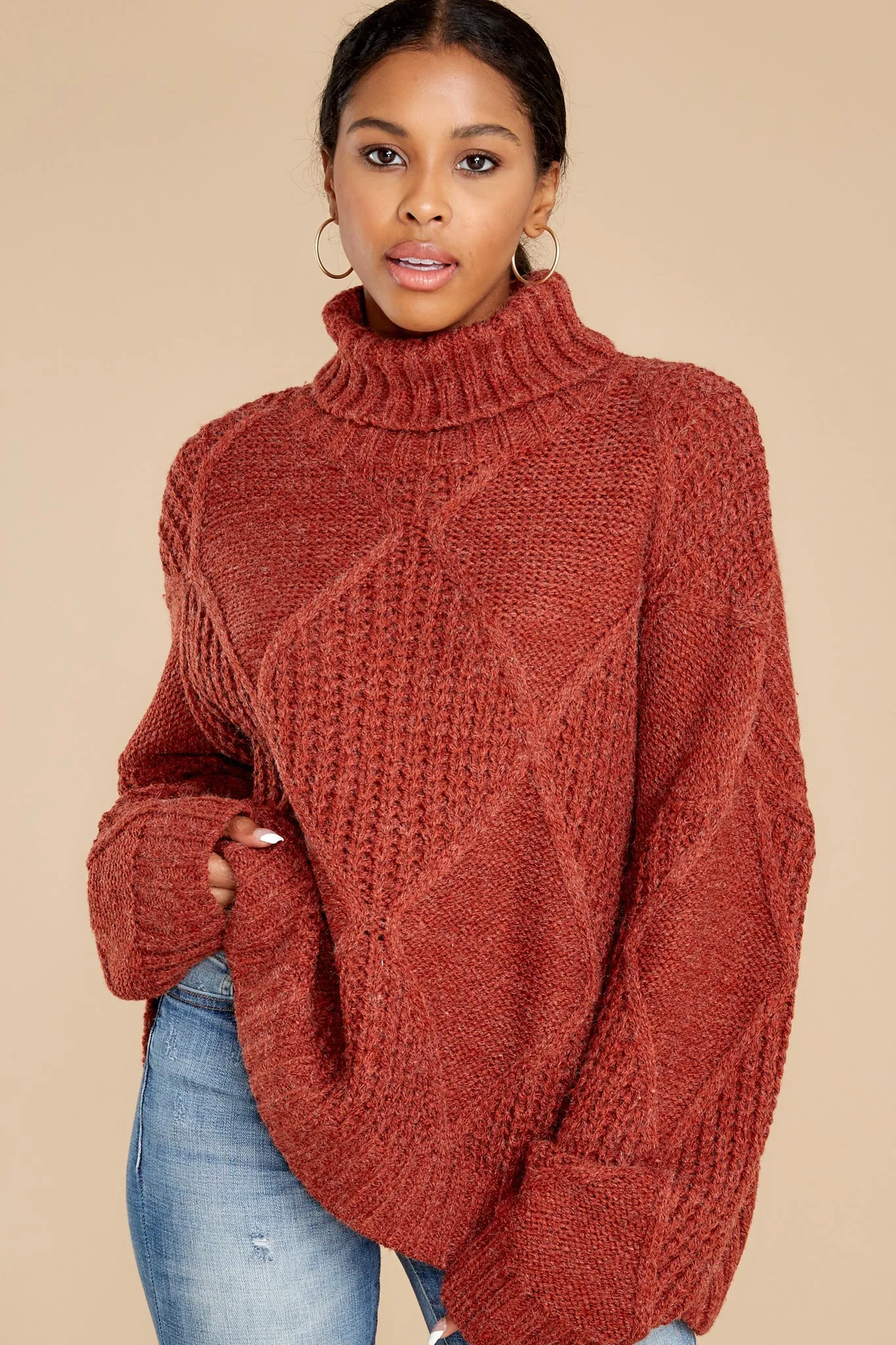 Mountain Top View Rust Sweater