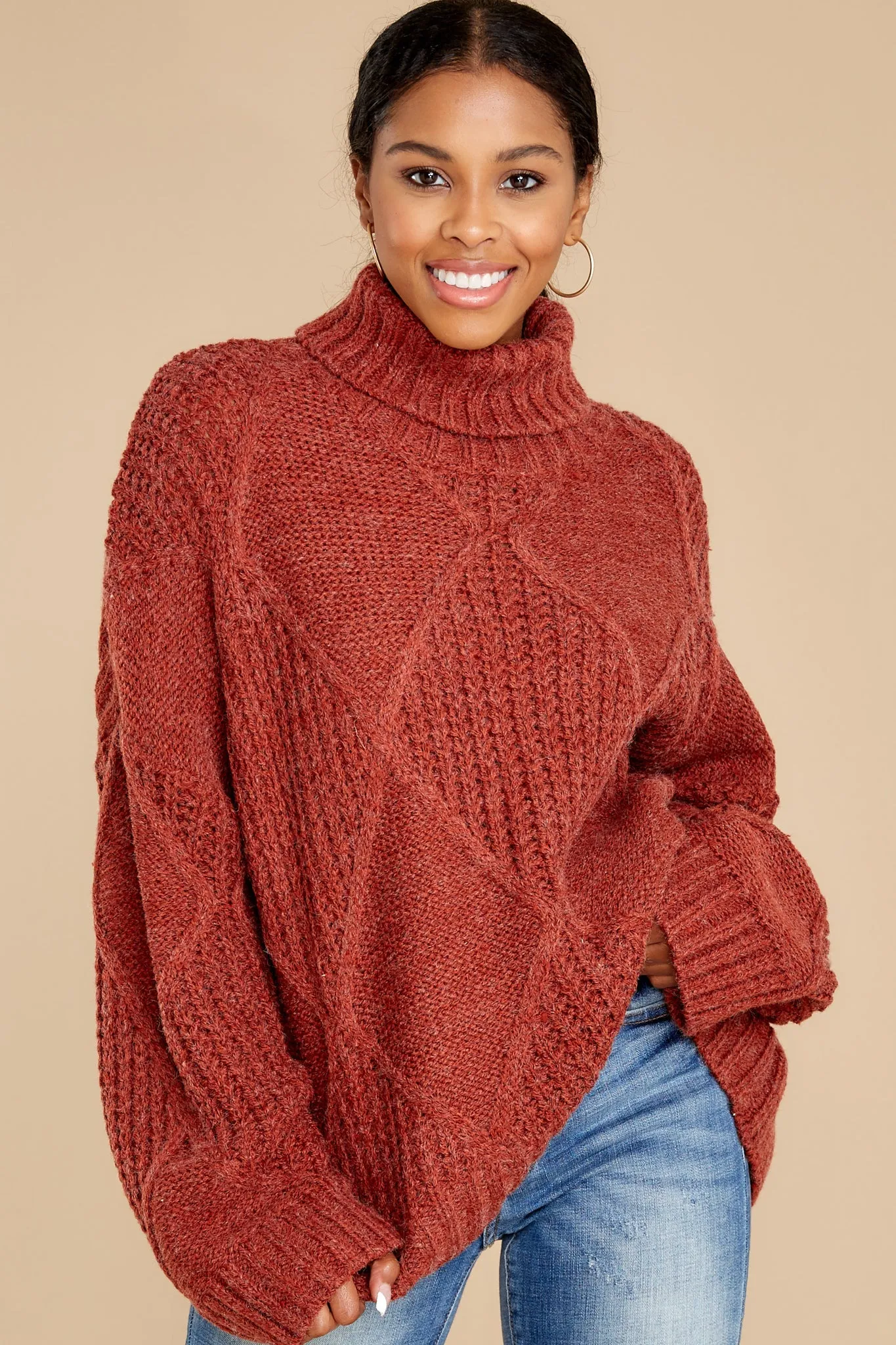 Mountain Top View Rust Sweater