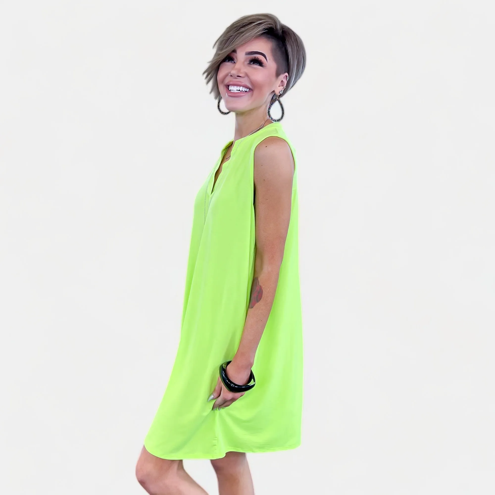 Neon Green Lizzy Tank Dress [NO RETURNS]