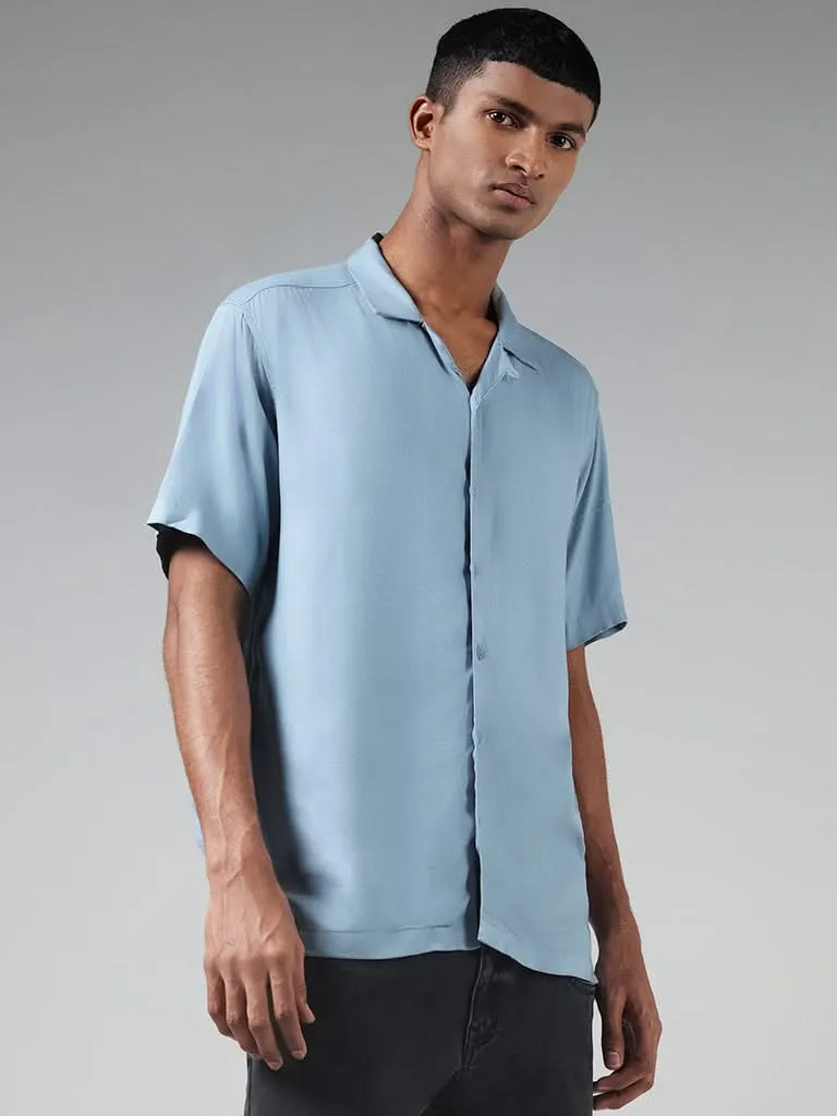 Nuon Solid Blue Relaxed-Fit Shirt