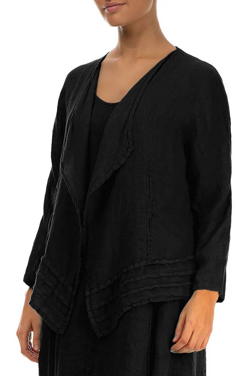 Open Black Gauze Linen Jacket