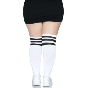 Over the Knee Athletic Socks - 1x/2x - White/black