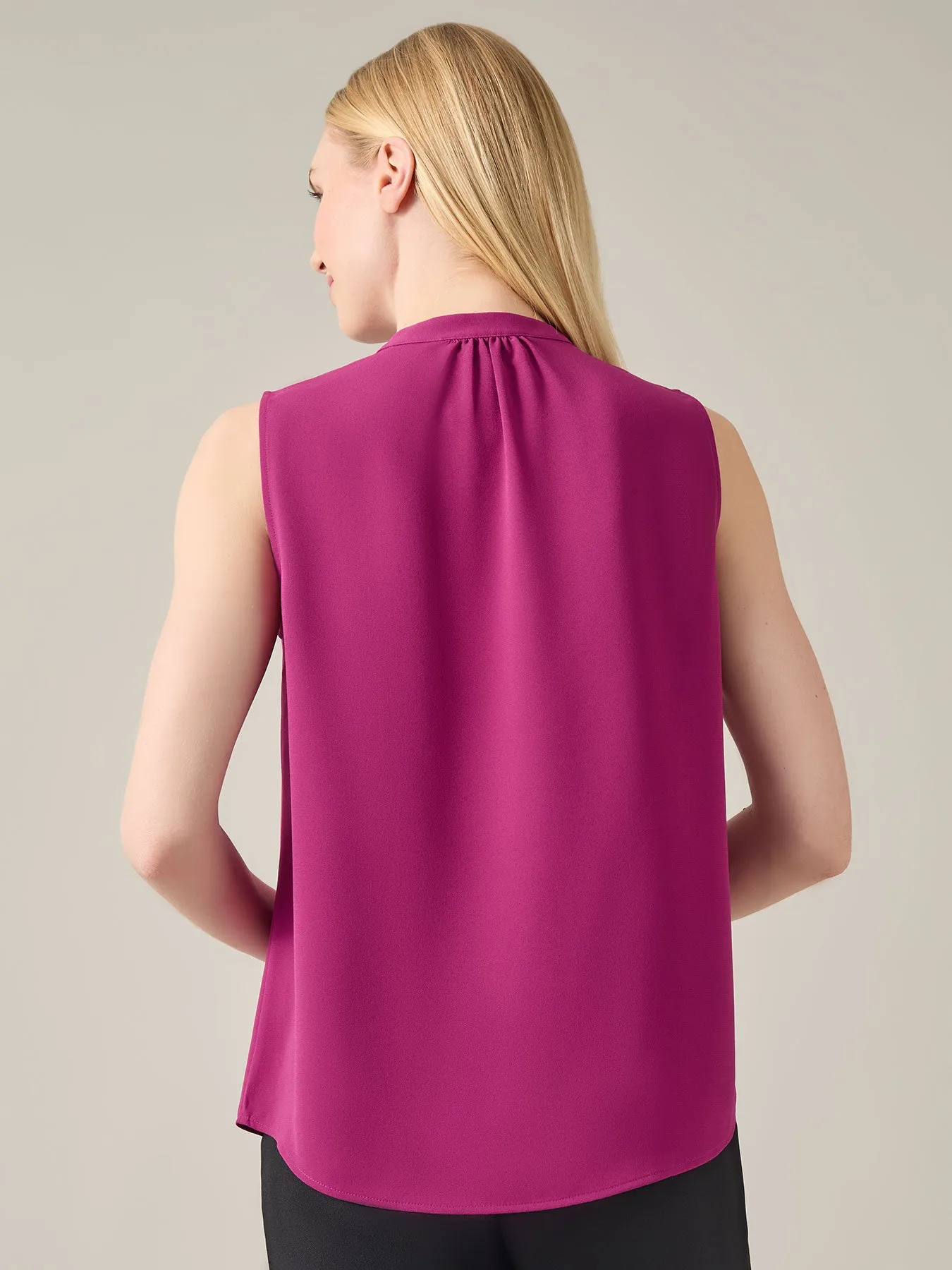 Petite Sleeveless Keyhole Blouse, Crepe De Chine