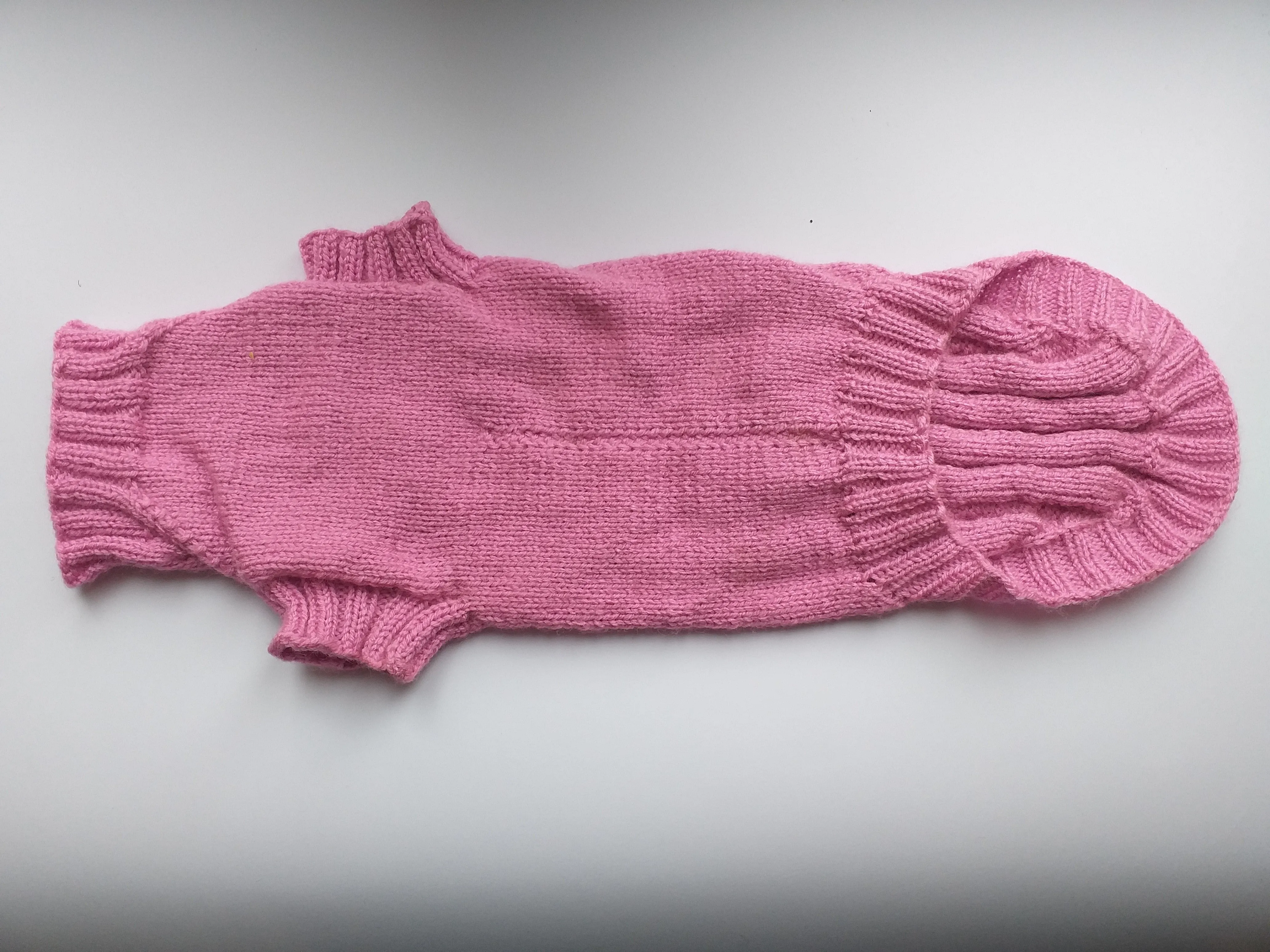 Pink knitted sweater for small dog, clothes for dachshunds