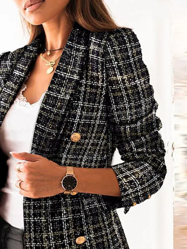 Plaid Double Breasted Blazer