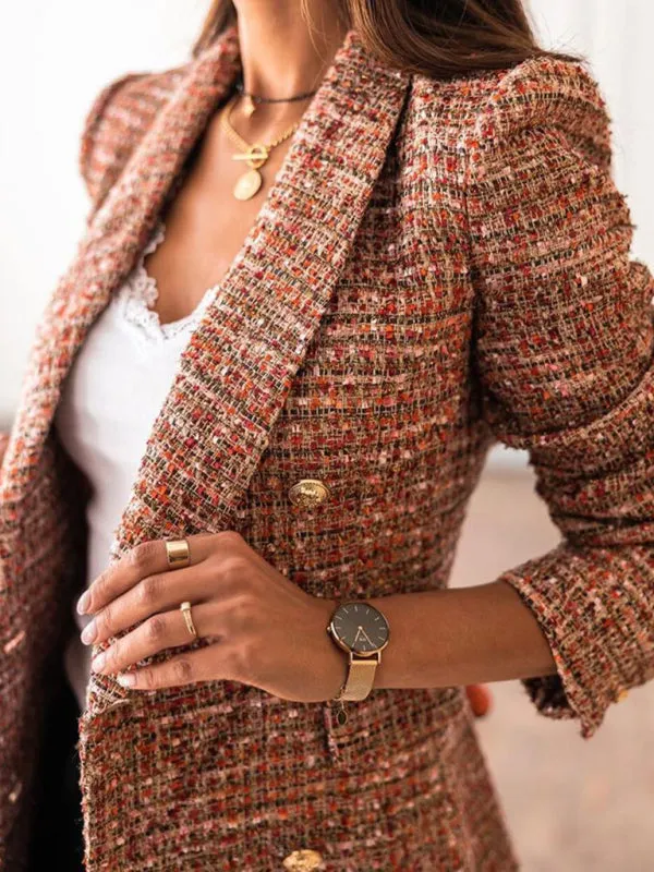 Plaid Double Breasted Blazer