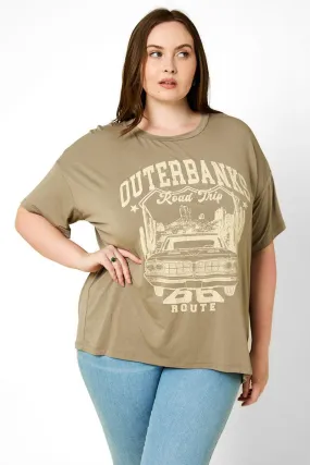 Plus Size "Outerbanks Road Trip 66 Route" Graphic Top