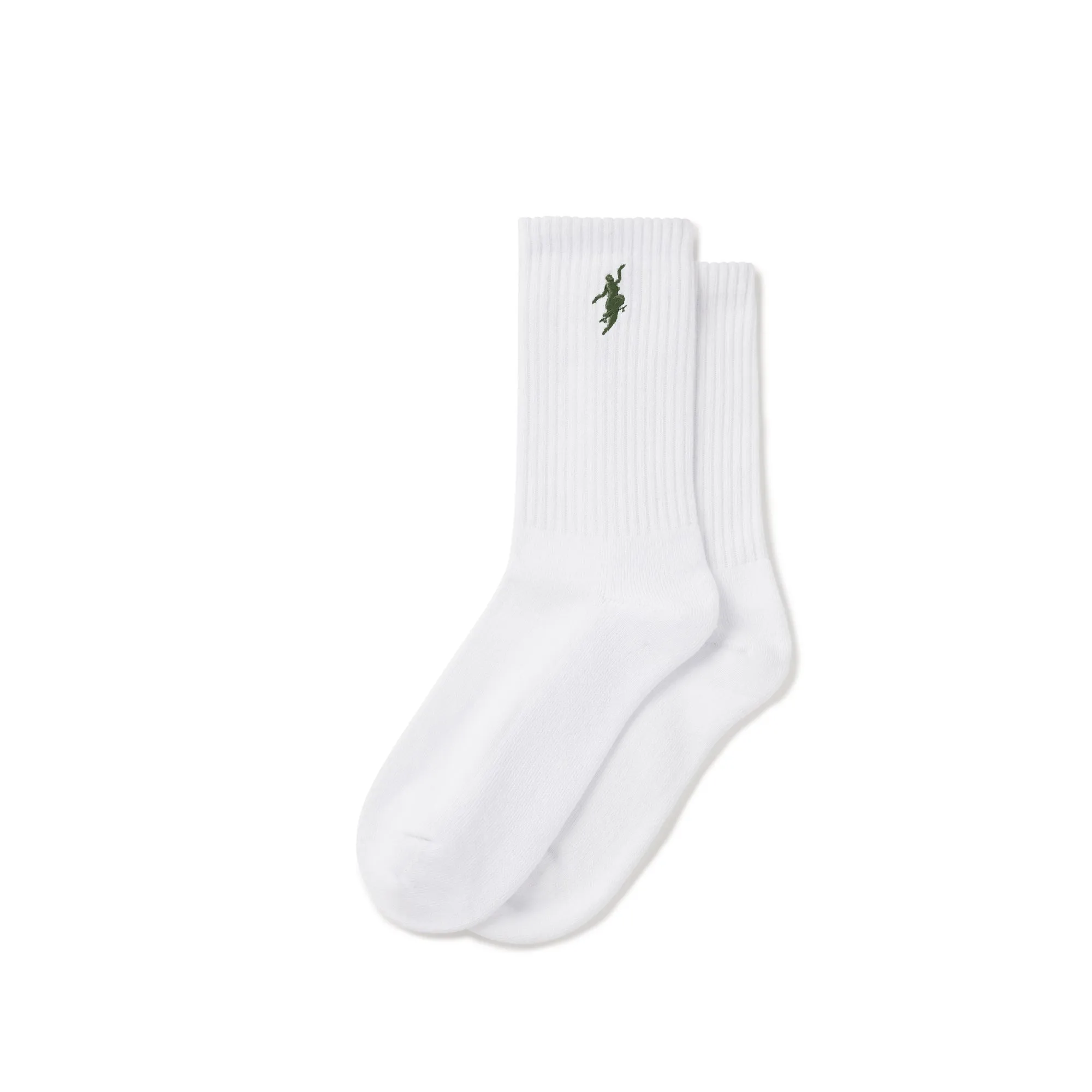 Polar No Comply Socks: White/Army Green