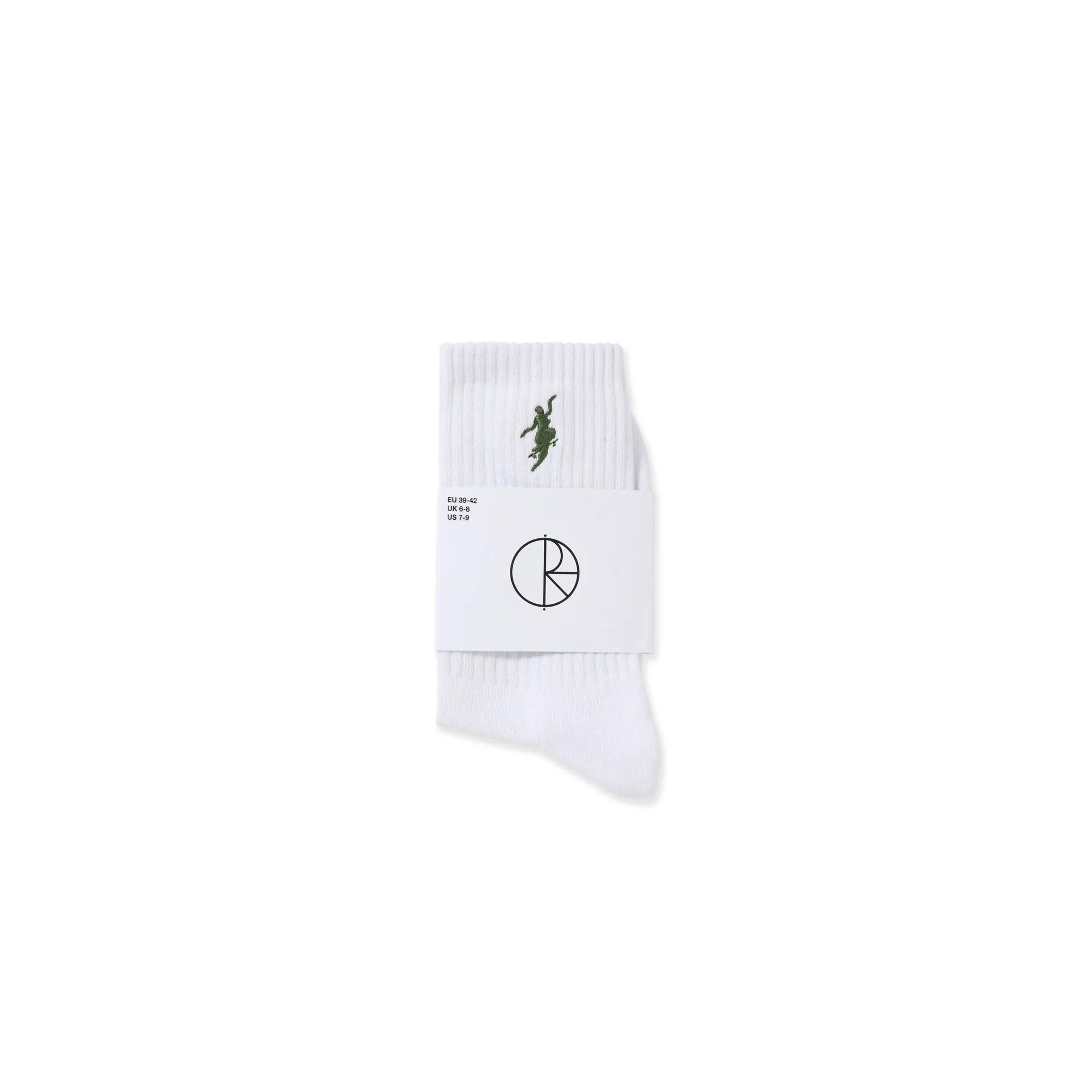 Polar No Comply Socks: White/Army Green