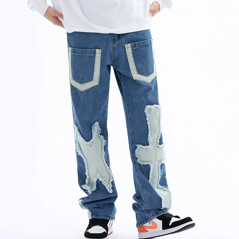 PopFlying Trendy Baggy Jeans Cross