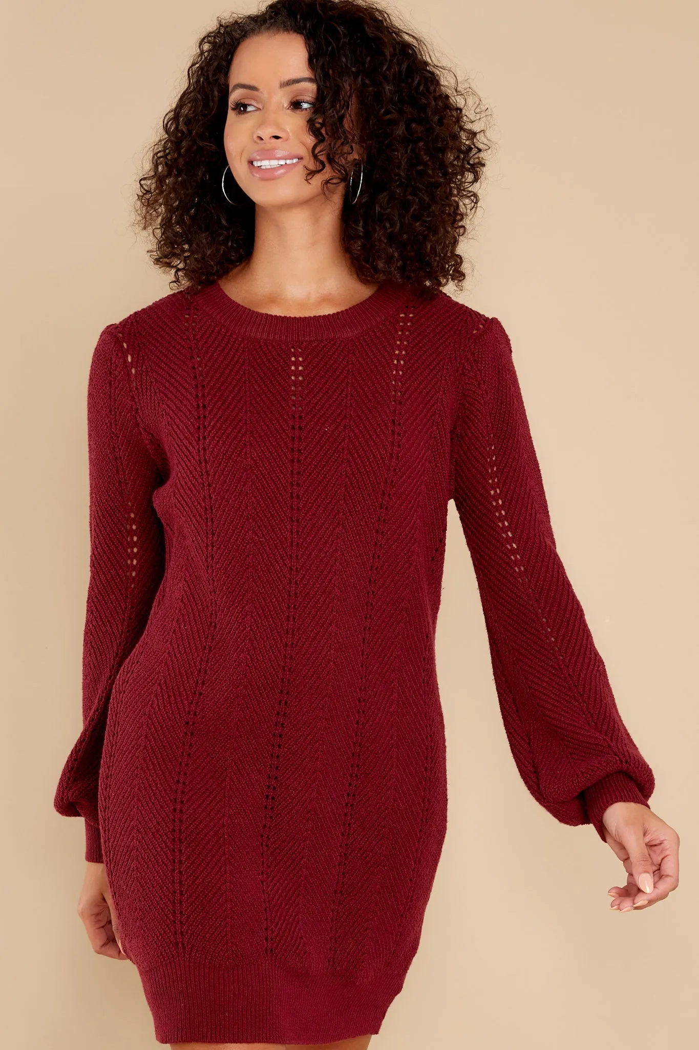 Pull Me Closer Wine Sweater Dress