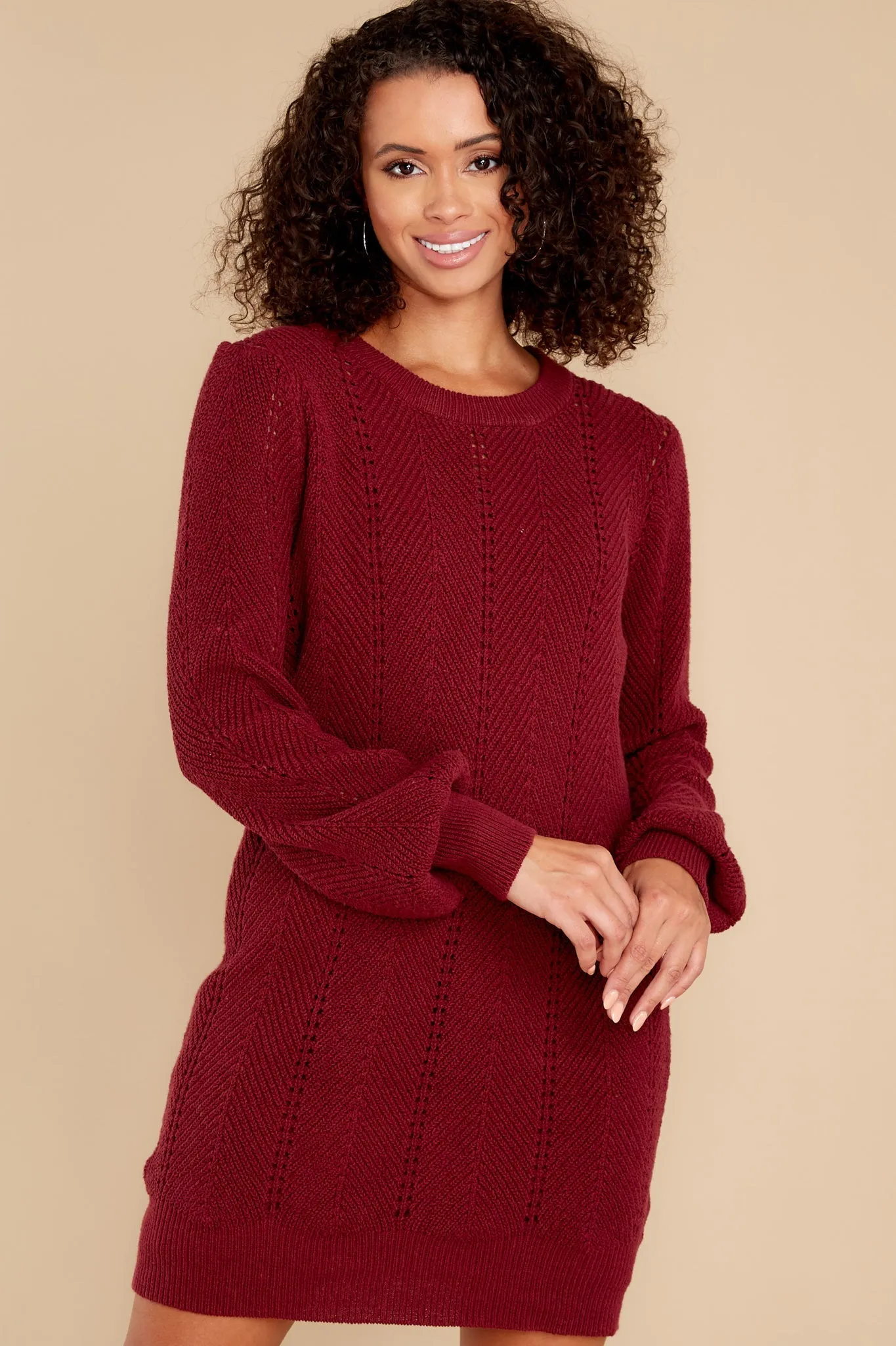 Pull Me Closer Wine Sweater Dress