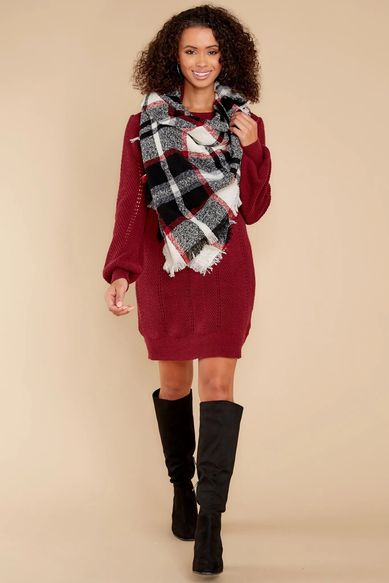 Pull Me Closer Wine Sweater Dress